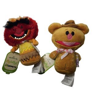 2 Disney Muppets Animal n Fozzie Bear Itty Bitty Beanbag Stuffed Plush New w Tag